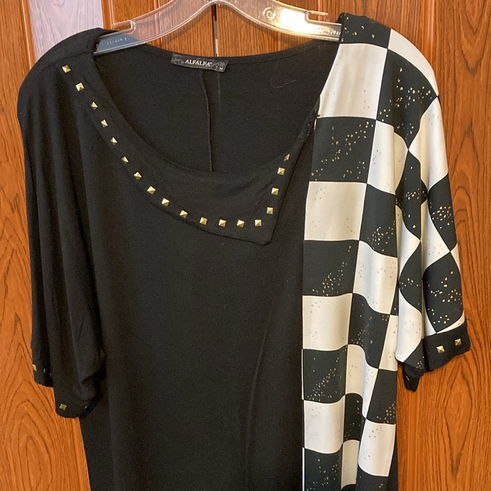 Alfalfa Elegant Women’s Viscose Tap Dolman Sleeves AsymmetricContrast Color